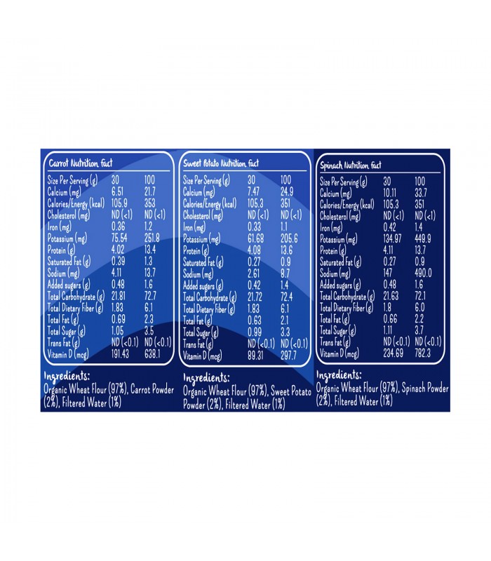 LE Organic Baby Noodles - Carrot, Sweet Potatoes and Spinach